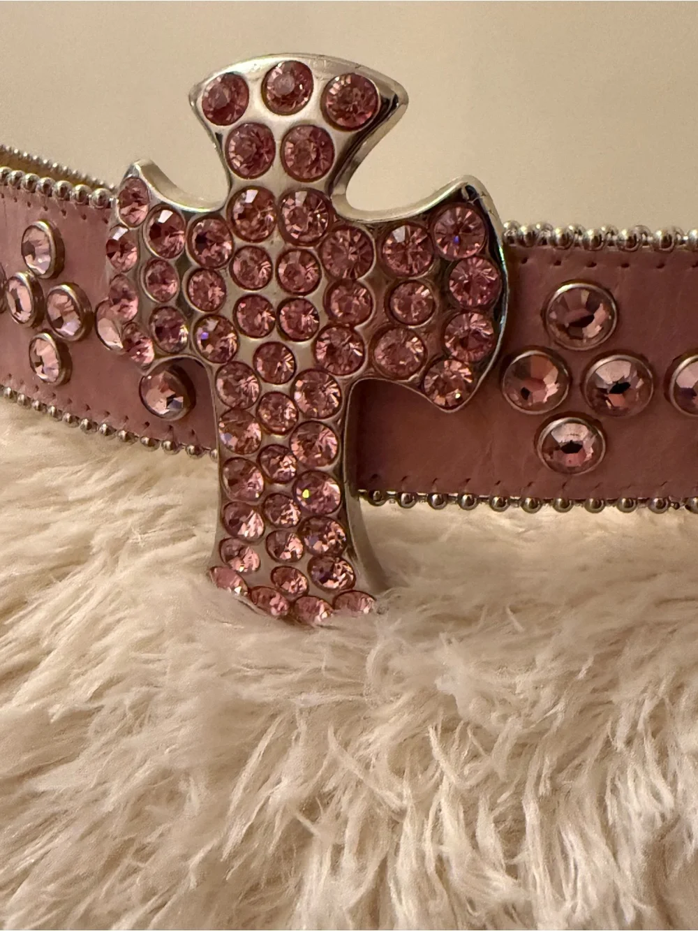 B. B. Simon Pink Bedazzled Crystal Rhinestone Belt XL